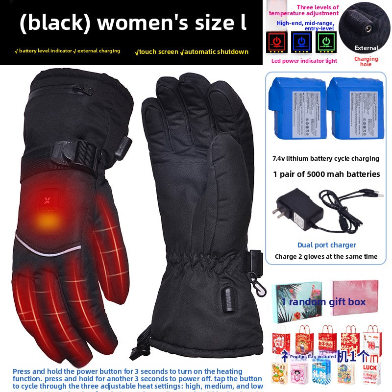 Motorcycle Heated Gloves Winter Warm Heated Gloves Skiing Snowboarding Waterproof Touch Screen Motorcyclist Heated Gloves