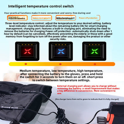 Motorcycle Heated Gloves Winter Warm Heated Gloves Skiing Snowboarding Waterproof Touch Screen Motorcyclist Heated Gloves