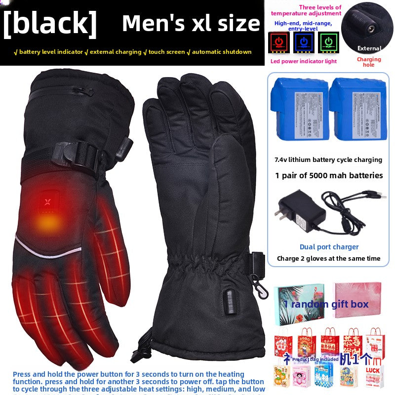 Motorcycle Heated Gloves Winter Warm Heated Gloves Skiing Snowboarding Waterproof Touch Screen Motorcyclist Heated Gloves