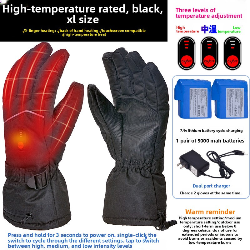 Motorcycle Heated Gloves Winter Warm Heated Gloves Skiing Snowboarding Waterproof Touch Screen Motorcyclist Heated Gloves