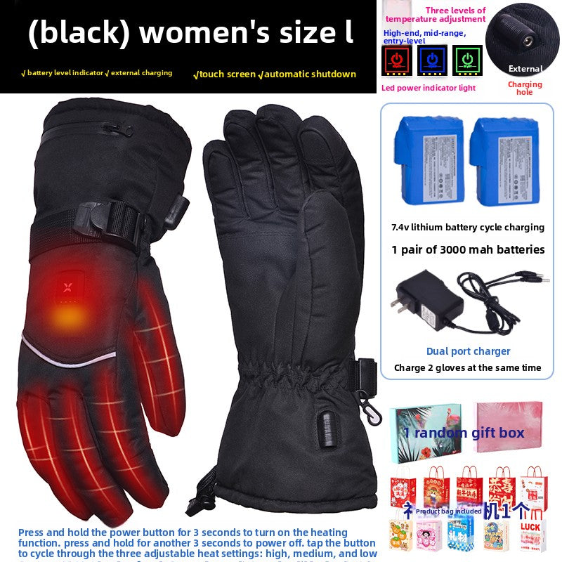 Motorcycle Heated Gloves Winter Warm Heated Gloves Skiing Snowboarding Waterproof Touch Screen Motorcyclist Heated Gloves