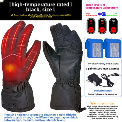 Motorcycle Heated Gloves Winter Warm Heated Gloves Skiing Snowboarding Waterproof Touch Screen Motorcyclist Heated Gloves