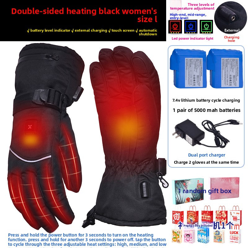 Motorcycle Heated Gloves Winter Warm Heated Gloves Skiing Snowboarding Waterproof Touch Screen Motorcyclist Heated Gloves