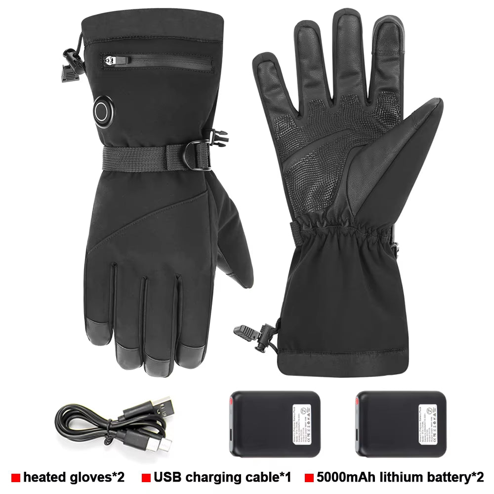 Motorcycle Heated Gloves Winter Warm Heated Gloves Skiing Snowboarding Waterproof Touch Screen Motorcyclist Heated Gloves
