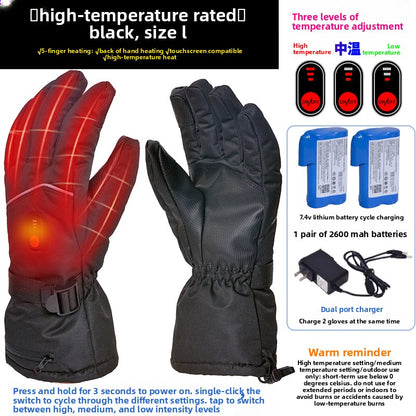 Motorcycle Heated Gloves Winter Warm Heated Gloves Skiing Snowboarding Waterproof Touch Screen Motorcyclist Heated Gloves